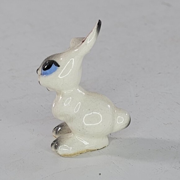 Early Monrovia Hagen Renaker White Rabbit Ears Apart Blue Eyes 1950s Figurine - Picture 4 of 6